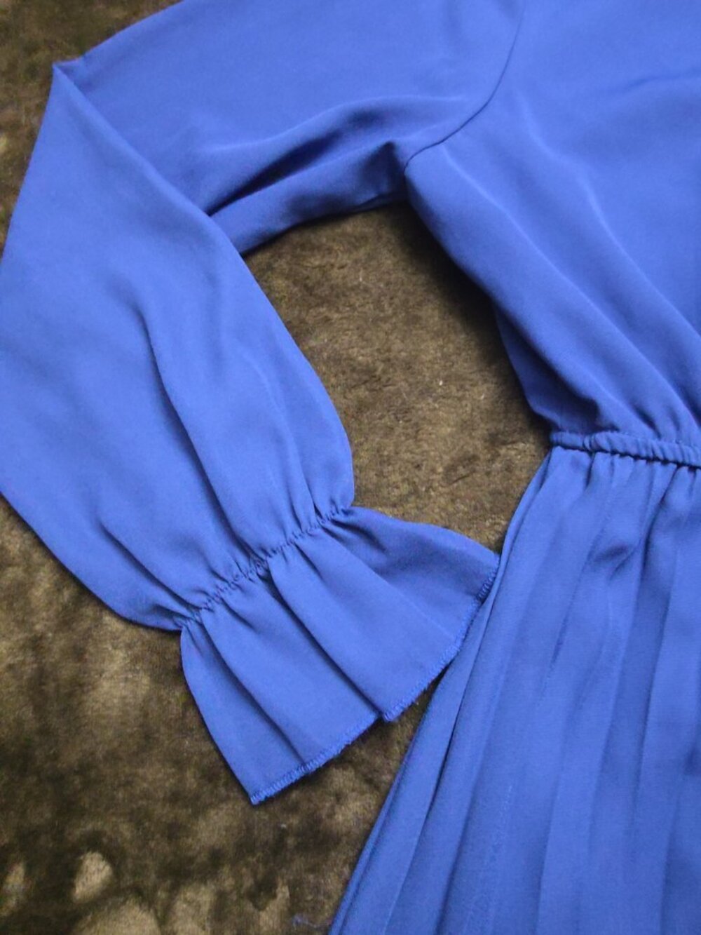 BBX Lephsnt Royal Blue Pleated Long Sleeve Dress - Women's M - Picture 3 of 6